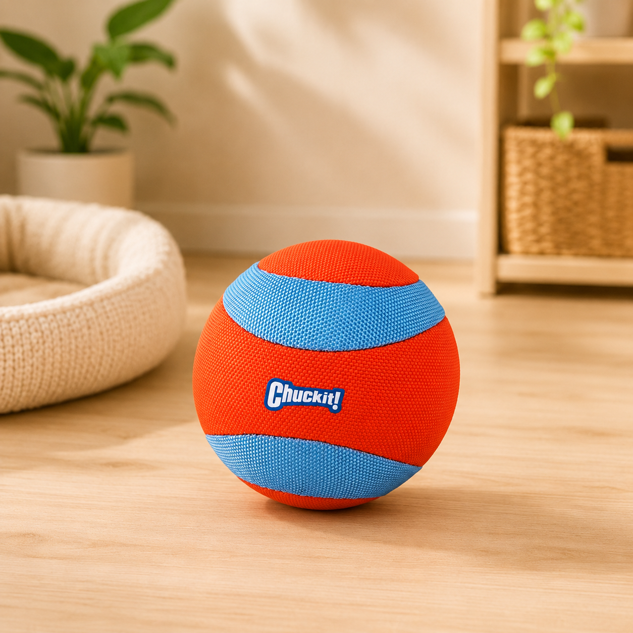 Chuckit Amphibious Mega Ball oranje blauw van 12 cm voor honden