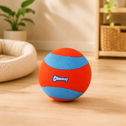Chuckit Amphibious Mega Ball oranje blauw van 12 cm voor honden
