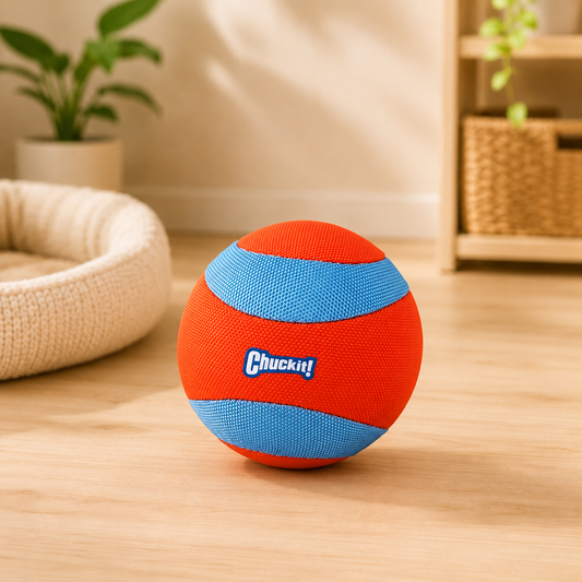 Chuckit Amphibious Mega Ball oranje blauw van 12 cm voor honden