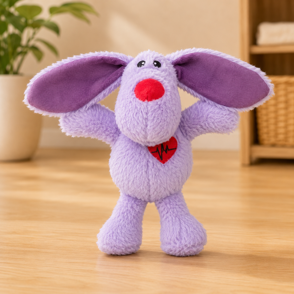 Trixie Hond Hart Pluche Paars 28 cm zacht pluche hondenspeeltje met rood hartdetail