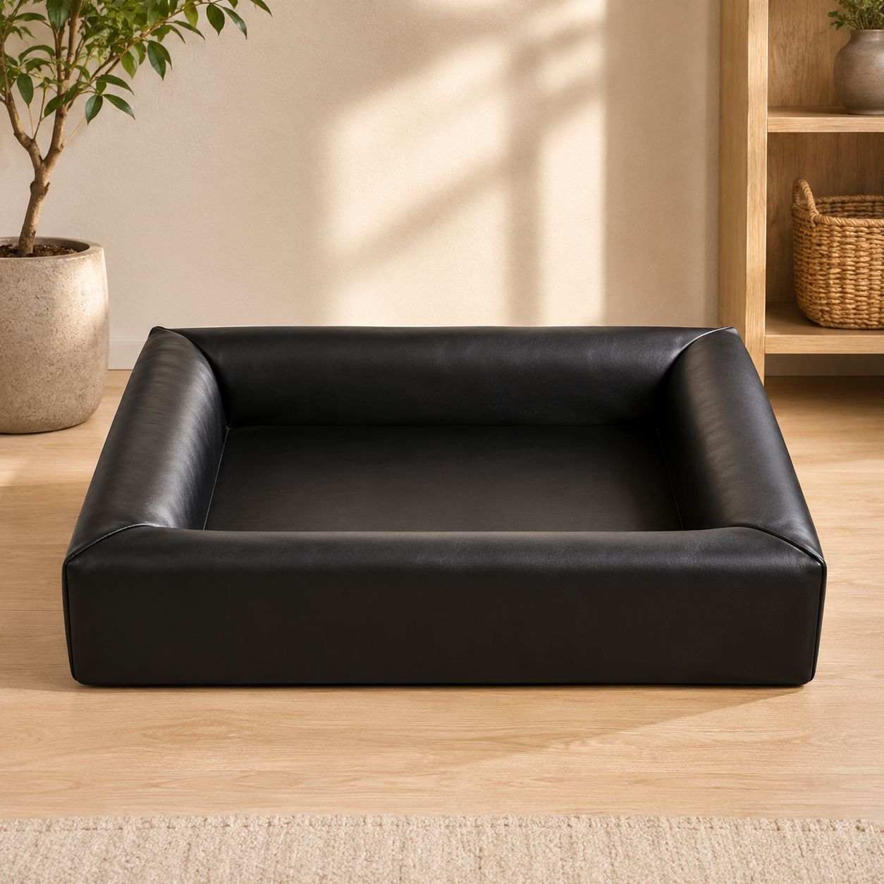 Bia Bed Ortho Hondenmand Zwart orthopedisch hondenbed met kunstleren bekleding
