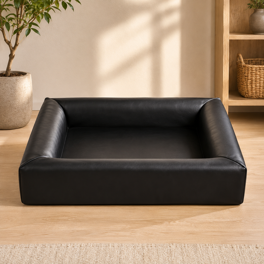 Bia Bed Ortho Hondenmand Zwart orthopedisch hondenbed met kunstleren bekleding
